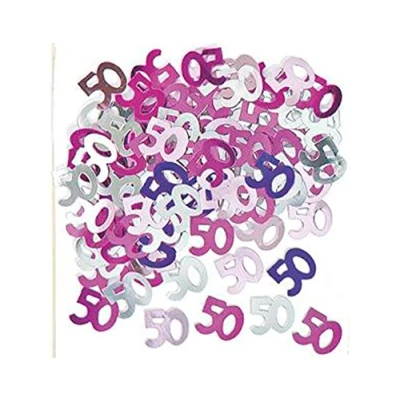 Image of Unique Party 55206 Glitz Pink Foil 50th Birthday Confetti
