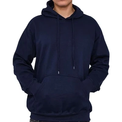 Image of LABEL APPAREL Mens Pullover Fleece Hoodie 300GSM Sweatshirt Hoody Plain Hooded Winter Top, Navy, L