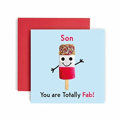 Image of Huxters Birthday Cards for Men You&#039;re Fab Ice Lolly Son Card him Funny Fathers Day Fun Happy 14.8cm (Son)