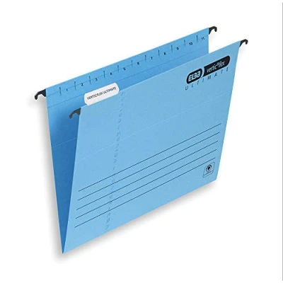 Image of Elba Ultimate 240 gsm Manilla Verticflex Suspension Files, Foolscap Size, V Base Pack of 25, Blue