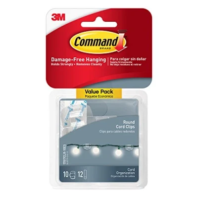 Image of Command Round Cord Clips, Clear, 10 Clips (17017CLR 10ES) by