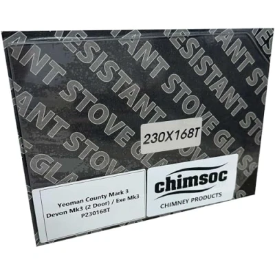 Image of Chimsoc Replacement Stove Glass Yeoman County Mk 3 / Exe Devon (2 Door) (230mm x 168mm Shaped)