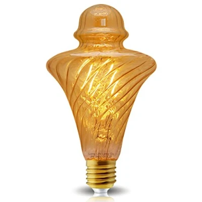Image of Long Life Lamp Company Vintage LED 2w Filament Light Bulb Swirling Gold Glass E27