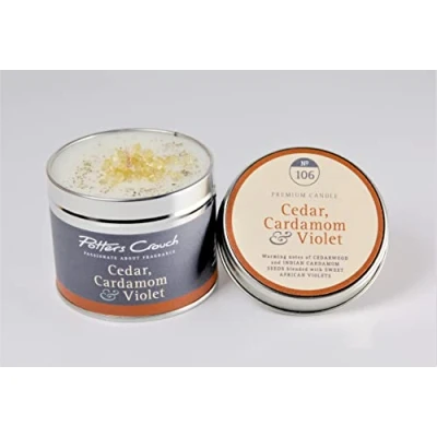 Image of Potters Crouch Scented Candle in a Tin Cedar, Cardamom &amp; Violet