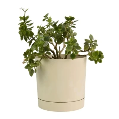 Image of B2C Plant Pots Indoor Outdoor Plastic Marble Concrete Flowerpot Small Medium Large Tubo 5 Colours (24 cm, Cream)
