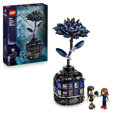 Image of LEGO Wednesday Black Dahlia Flower Toy Opening Play and Display Model with 2 Mini Dolls &amp; Accessories Gift for 9+ Year Old Girls, Boys TV Show Fans 76784