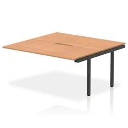 Image of Evolve Plus 1600mm B2B Office Bench Desk Ext Kit Oak Top Black Frame