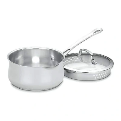 Image of Cuisinart 419 18P 2 Quart Pour Saucepan with Cover Contour Cookware, Stainless Steel