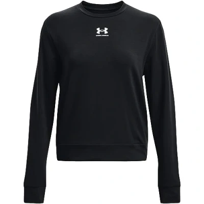 Image of Under Armour Womens Terry Crew Long Sleeve T Shirt Black/White M
