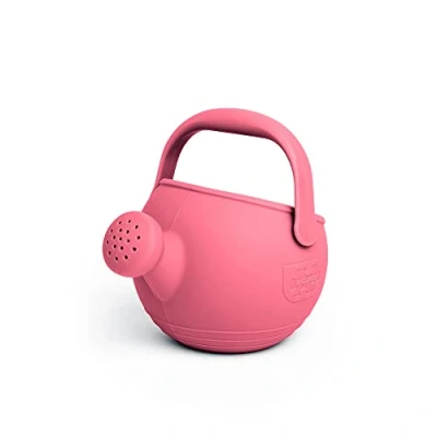 Image of Bigjigs Toys Coral Pink 100% Silicone Childrens Watering Can Temperature &amp; Stain Resistant Kids, Easy Grip Handle, Sustainable Toys, Ideal Outdoor Beach