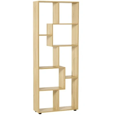 Image of HOMCOM 8 Tier Freestanding Bookcase w/Melamine Surface Anti Tipping Foot Pads Home Display Storage Grid Stand Bedroom Living Room Furniture Modern Style Natural