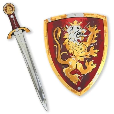 Image of Liontouch Noble Knight Toy Sword &amp; Shield For Kids, Red Pretend Play Set In Durable Foam Traditional Medieval Style Safe Weapons Combat Accessories Dress Up Costumes Boys