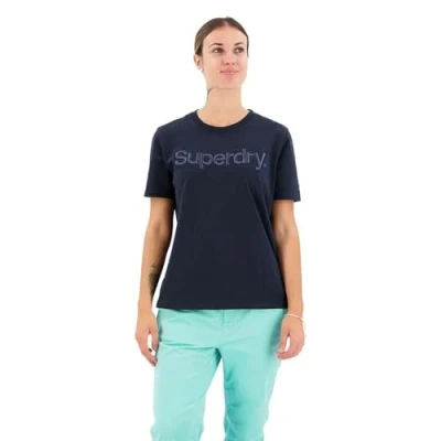 Image of Superdry Women&#039;s Tonal Embroidered Logo T Shirt, Eclipse Navy Blue, 10 (S)