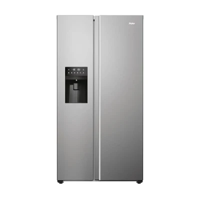 Image of HAIER HSR5918DIMP American Style Fridge Freezer Platinum Inox, Silver/Grey