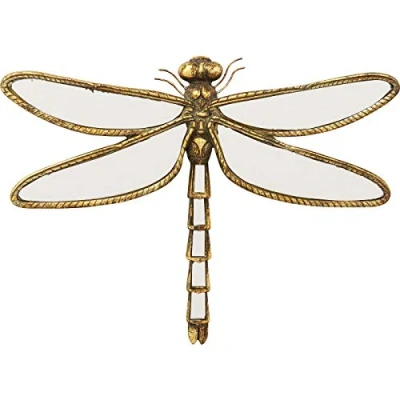Image of Kare Design Wall Decoration Dragonfly Mirror, Gold, Art, Handmade, Accessoires for Living Room, Childrens Floor, Dining 27x35x4 cm (H/W/D)