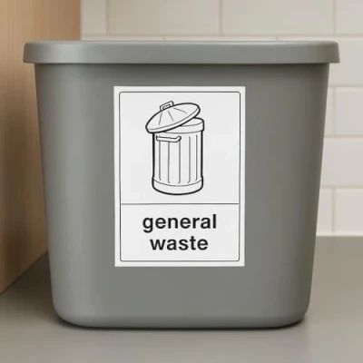 Image of General waste recycling sign Self adhesive sticker (400mm x 300mm)