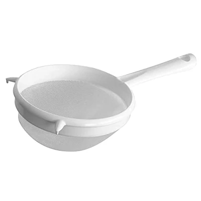 Image of Fackelmann Sieve 15cm⌀, Strainer, Medium, Fine Mesh, Plastic, 15x9.5x27cm, White
