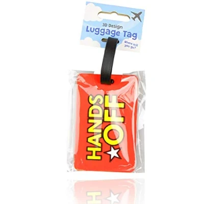 Image of Lizzy Slogan Luggage Tag Funny Suitcase Tags PVC Business Card Holder/Travel ID Bag (Hands Off)