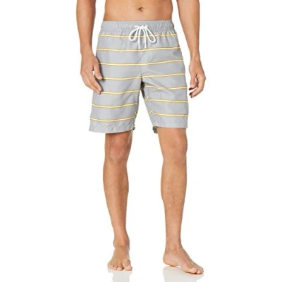 Image of Amazon Essentials Men&#039;s 9&quot; Quick Dry Swimming Trunks, Grey Stripes, XL