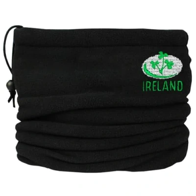 Image of TeddyT&#039;s Ireland Rugby &amp; Irish Clover Design Black Thermal Toggle Fleece Snood