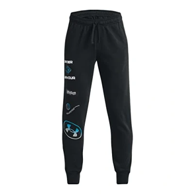 Image of Under Armour Boys&#039; UA Rival Fleece Wordmark Joggers, Black 001, M