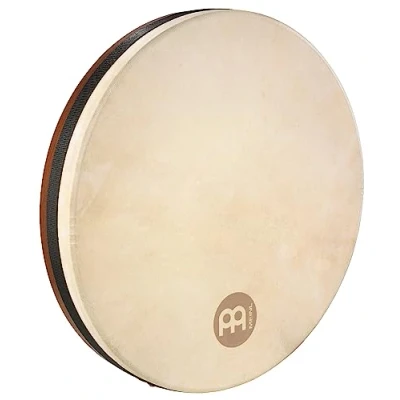 Image of Meinl Percussion Bendir Drum Instrument Medium Large Hand with Strings and Goat Skin 16 Inches Tunable Siam Oak, Brown (FD16BE)