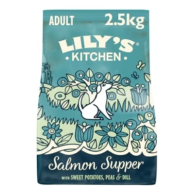 Image of Lily’s Kitchen Made with Natural Ingredients Adult Dry Dog Food Salmon Supper Balanced Nutrition 2.5kg Bag