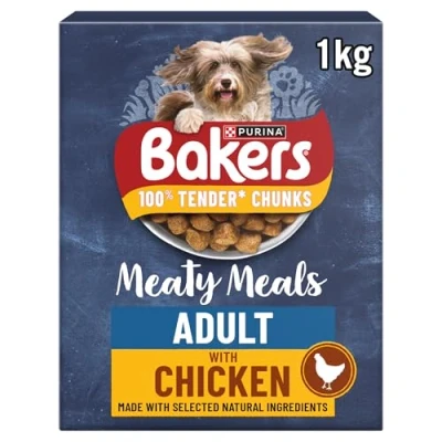 Image of BAKERS Meaty Meals Chicken Dry Dog Food 1kg, (Pack of 5)