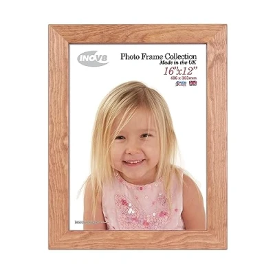 Image of Inov8 British Made Real Wood Picture/Photo Frame 16x12&quot; Inch(41x30cm) Kayla 30mm Light Oak