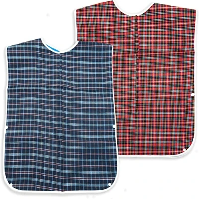 Image of SZXMDKH 2 Adult Bibs Waterproof Eldly Bib Washable Dining Mealtime Clothing Protector for Elderly Men Women