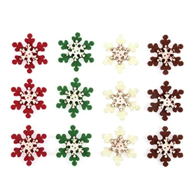 Image of Christmas Felt Craft Sticker Embellishment Self Adhesive Scrapbook Card (Snowflake x 12)