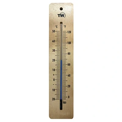 Image of Large 380mm Wooden Room Thermometer Indoor Traditional Temperature Ideal For Home, Office, Nursery, Greenhouse, Shed or Garage Wood Wall (Black Print)