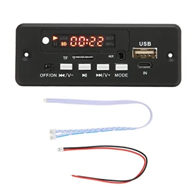 Image of ciciglow USB MP3 Decoder Board, 12V Car Stereo Bluetooth Recording Module with 2x5W Power Amplifier Built‑in FM Radio and Memory Function(black)