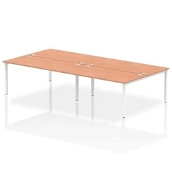 Image of Impulse Bench B2B 4 Person 1600 White Frame Office Desk Beech