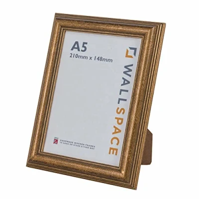 Image of Wall Space A5 Gold Frame Antique Photo Frames Wooden Picture Every is made from SOLID WOOD and has REAL GLASS