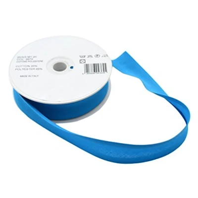 Image of Inastri 25/5/5 mm Polycotton Bias Binding Col. xx BLUE 20m Roll, Polyester Cotton, Peacock Blue, 11x11x3 cm
