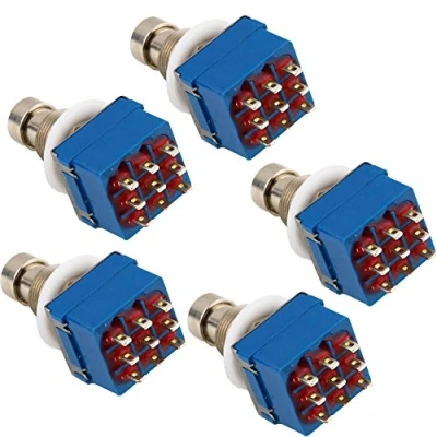 Image of E Support™ 5 X 3PDT 9 Pins Box Stomp Guitar Effect Pedal Foot Switch True Bypass Metal Blue