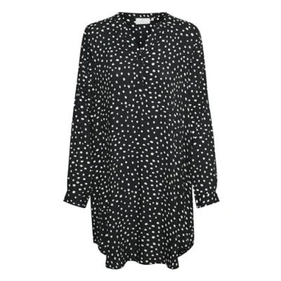 Image of Kaffe Marana Shirt dress, Women&#039;s, Size: 6, Black/chalk dots