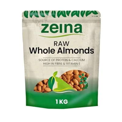 Image of Zeina California Raw Almonds Extra No.1 (1Kg) Vegan and Kosher Approved Healthy Snack High in Fibre, Minerals, Vitamin E
