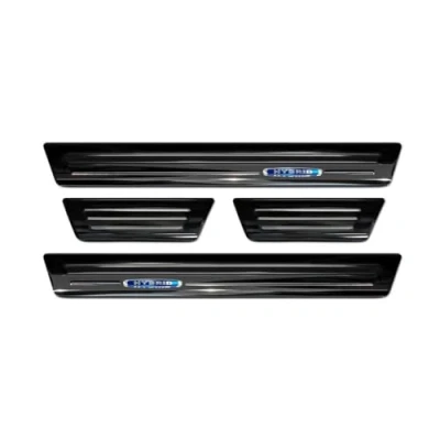 Image of Avisa 2/23022 Black Inox door sill protectors compatible with Toyota Yaris IV Hatchback 2020 &#039;Hybrid&#039; 4 pieces