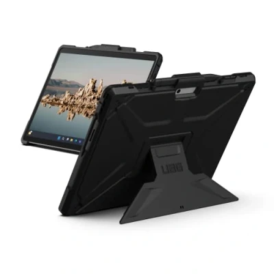 Image of URBAN ARMOR GEAR UAG Designed for Microsoft Surface Pro 11/10/9 Case with Multi Angle Kickstand &amp; Pen Holder Compatible Type Cover Keyboard Rugged Protective Heavy Duty, Metropolis SE Black