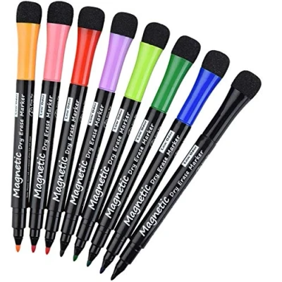 Image of Magnetic Dry Erase Markers, (8 Pack) Willingood Low Odor White Board Markers Whiteboard with Erasers for Kids Teacher Supplies Classroom Work on Board, Calender, Fine Tip Point