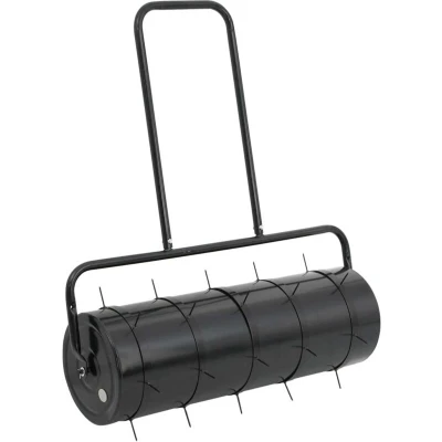 Image of vidaXL Garden Lawn Roller Pull with Aerator Clamps Black 63 L Iron and Steel