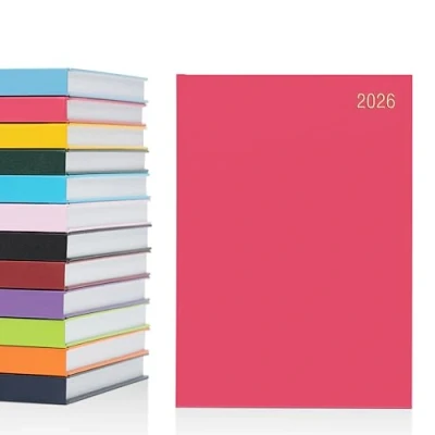 Image of evelay 2026 Diary A4 A5 Day to Page Hardback Full Year Planner Organiser Journal (A5 a Day, Cerise Pink)
