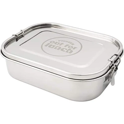 Image of Pioneer Out for Lunch Stainless Steel Box Leakproof Portable Bento Style Container With Cutlery Included 800ml Capacity
