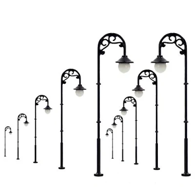 Image of Evemodel 10pcs Model Railway Lamppost Lamp Street Lights HO Scale 63mm Single Head LYM56