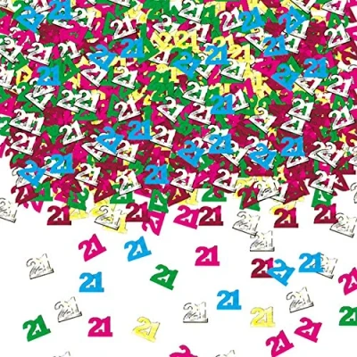 Image of amscan 9900460 Confetti num 21 mul 14g met