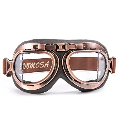 Image of evomosa Motorbike Vintage Goggles Motorcycle Cruiser Scooter Goggle Bike Racer Touring (Copper, Clear)