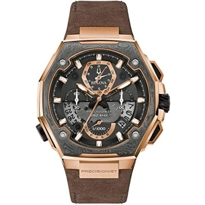 Image of Bulova Men Chronograph Quartz Watch with Leather Strap 98B356
