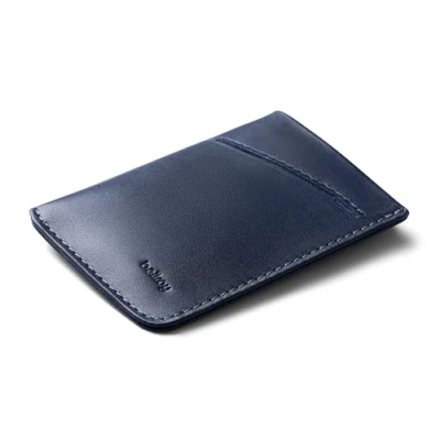 Image of Bellroy Card Sleeve (Premium Leather Holder or Minimalist Wallet, Holds 2 8 Cards Business Cards, Folded Note Storage) Navy